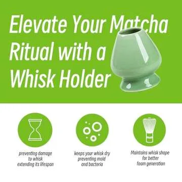 TEANAGOO Matcha Whisk Set, Bamboo Matcha Whisk (Chasen), 4 Pcs Traditional Starter Matcha Set, Scoop (Chashaku) Tea Spoon Whisk Holder, Matcha Accessory, Traditional Japanese Matcha Stirrer Set