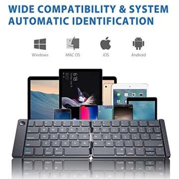 iClever BK06 Mate Foldable Bluetooth Keyboard, Wireless Portable Keyboard - Pocket Size Multi-Device Keyboard, Ultra Slim Leather Keyboard for iOS, Android, Windows, Tablet, iPhone, Laptops, Mac