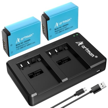 Artman LP-E17 Battery 2-Pack and Rapid Dual USB Charger for Canon EOS R100 R50 RP R10 R8, Rebel T8i,...