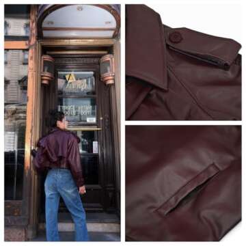 NIFTRIRY Womens Jacket Leather Jacket Fall Fashion Oversized Faux Motorcycle Jacket with Belt Fall Outfits 2025