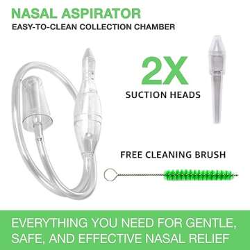 BABY-VAC Clinically Tested Baby Nasal Aspirator - Vacuum-Powered Nose Sucker with Suction Head & Cle...