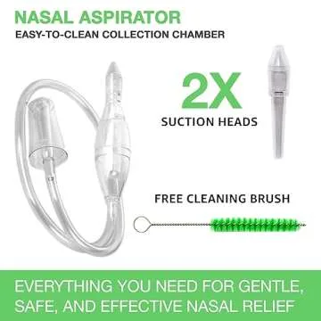 BABY-VAC Clinically Tested Baby Nasal Aspirator - Vacuum-Powered Nose Sucker with Suction Head & Cle...