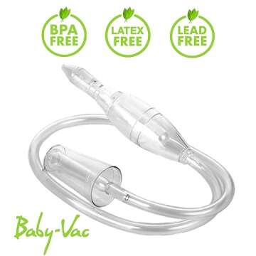 BABY-VAC Clinically Tested Baby Nasal Aspirator - Vacuum-Powered Nose Sucker with Suction Head & Cleaning Brush for Safe and Gentle Relief