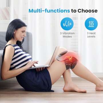 COMFIER Cordless Knee Massager with Heat and Adjustable Straps, Rechargeable, 18.9 Inch Comfort, Gif...