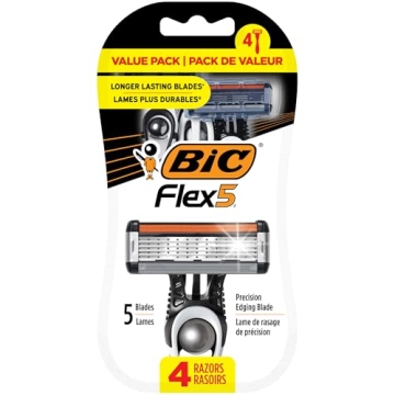 BIC Flex 5 Titanium 5-Blade Disposable Razor for Men, Sensitive Skin Razor For a Smooth, Comfortable...