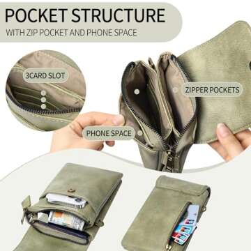 AnsTOP Small Crossbody Bags for Women, Crossbody Cell Phone Bag Tassel Wallet Purses with 2 Strap Be...