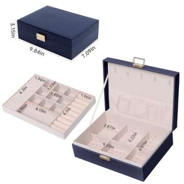 Elegant DECOR4SEASON PU Leather Jewelry Box Organizer with Versatile Storage