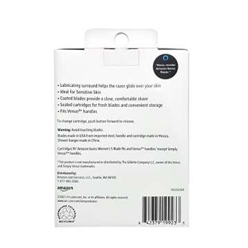 Amazon Basics Women's 5 Blade FITS Razor for Women, FITS Amazon Basics Handle and Venus Handles, Includes 1 FITS Handle, 12 Cartridges & 1 Shower Hanger