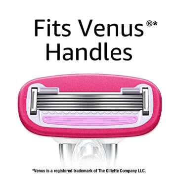 Amazon Basics Women's 5 Blade FITS Razor for Women, FITS Amazon Basics Handle and Venus Handles, Includes 1 FITS Handle, 12 Cartridges & 1 Shower Hanger