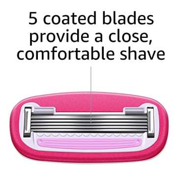 Amazon Basics Women's 5 Blade FITS Razor for Women, FITS Amazon Basics Handle and Venus Handles, Includes 1 FITS Handle, 12 Cartridges & 1 Shower Hanger