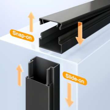 Cable Hider, 157in Delamu Cord Hider Wall for Wall Mounted TV, Wire Hider Kit, Paintable Cable Concealer Raceway Management for Home & Office, 10XL15.7 W0.95 H0.55in, Black