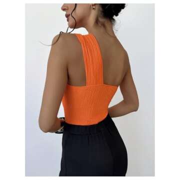 OYOANGLE Women's Textured One Shoulder Twist Front Ruched Bodysuit Sleeveless Tank Top Body Suits Or...