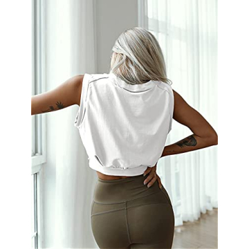 ARRIVE GUIDE White Crop Top for Women Cute Summer Tank Top