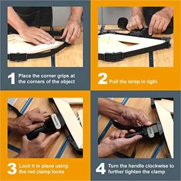POWERTEC Strap Clamps for Woodworking – Quick Release Band Clamps, Adjustable Picture Frame Clamp, 13 ft Strap Belt Clamps for Cabinets and Drawers (71017)
