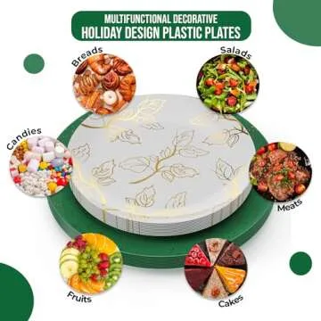 Trendables Christmas Plates Disposable 40 Pcs Christmas Dinnerware Set, Christmas Plastic Plates Set Includes 20 10" Christmas Dinner Plates, 20 8" Christmas Dessert Plates, Holiday Plates Disposable
