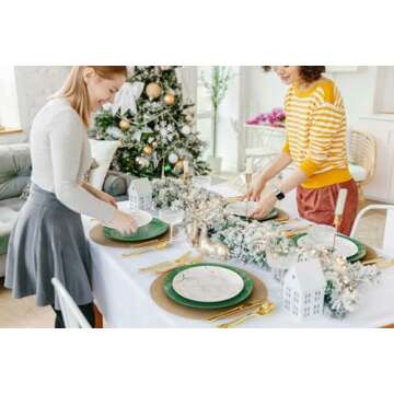 Trendables Christmas Plates Disposable 40 Pcs Christmas Dinnerware Set, Christmas Plastic Plates Set Includes 20 10" Christmas Dinner Plates, 20 8" Christmas Dessert Plates, Holiday Plates Disposable