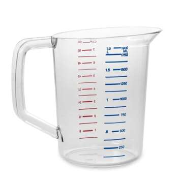 Rubbermaid Commercial Products Bouncer Clear Measuring Cup, 8-Cup/2-Quart, Clear, Strong Food Grade, Easy Read for Liquid/Dry Ingredients, for Home/Professional Kitchen