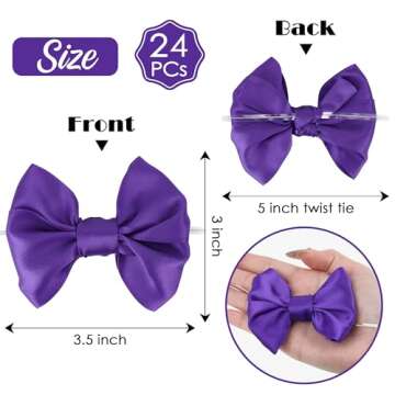 AIMUDI Purple Satin Bows for Treat Bags and Crafts