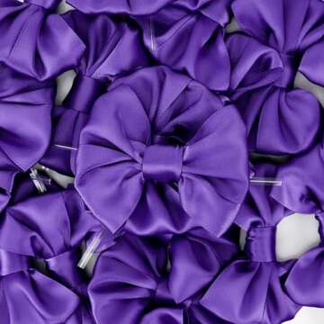 AIMUDI Purple Satin Bows for Treat Bags and Crafts