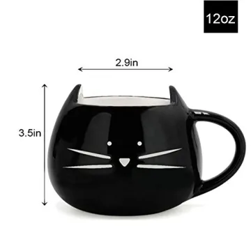 Cute Ceramic Cat Coffee Mug 12 oz - Gift for Cat Lovers