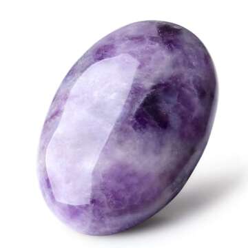 LAIDANLA Amethyst 2.4" Large Palm Stone Healing Crystals Natural Gemstones Calming Effects Energy Ba...