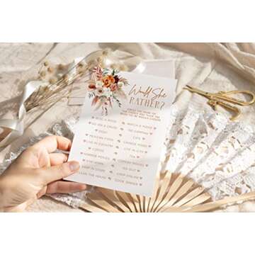 Fun Bridal Shower Games – Boho Floral Wedding Activities Set