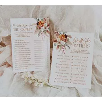 Fun Bridal Shower Games – Boho Floral Wedding Activities Set