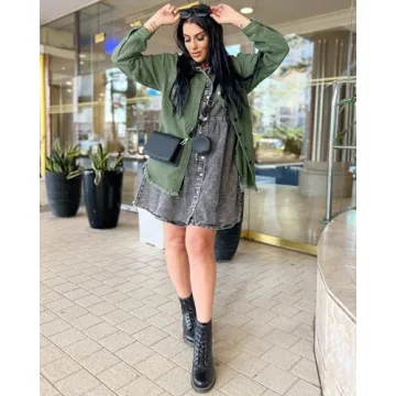 Vetinee Women's Oversized Denim Jacket for Casual Style