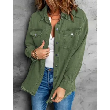 Vetinee Women's Oversized Denim Jacket for Casual Style