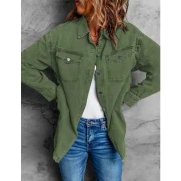 Vetinee Women's Oversized Denim Jacket for Casual Style