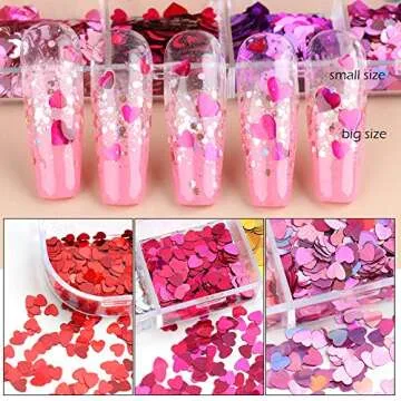3D Heart Nail Art Stickers Glitter Decals for Stunning Nails