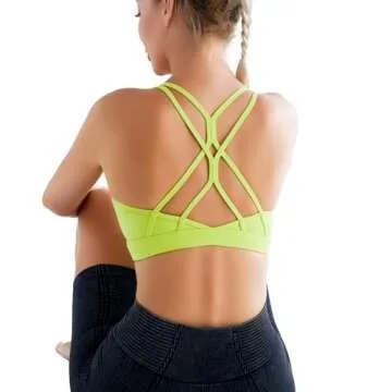 RUNNING GIRL Strappy Sports Bra for Women Sexy Crisscross Back Light Support Yoga Bra with Removable Cups