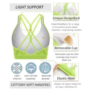 RUNNING GIRL Strappy Sports Bra for Women Sexy Crisscross Back Light Support Yoga Bra with Removable Cups