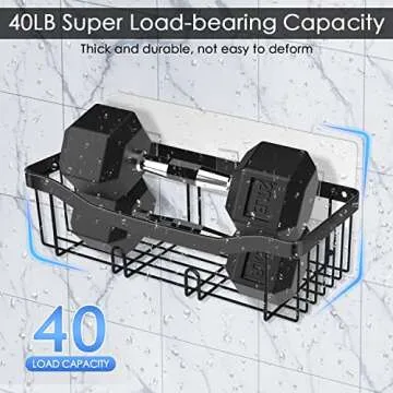 JONYJ Shower Caddy, 2-Pack Adhesive Shower Organizer with 2 Soap Dishes and 16 Hooks,Shower Shelf for Bedroom, Living Room, Bathroom, Kitchen