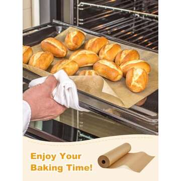 SMARTAKE Parchment Paper Roll for Baking, 13 in x 278 ft, 300 sq.ft, Non-Stick Baking Paper Sheets with Slide Cutter, Heavy Duty Extra Long, for Kitchen Baking Cooking Grilling Steaming, Unbleached