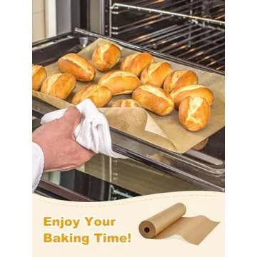 SMARTAKE Parchment Paper Roll for Baking, 13 in x 278 ft, 300 sq.ft, Non-Stick Baking Paper Sheets with Slide Cutter, Heavy Duty Extra Long, for Kitchen Baking Cooking Grilling Steaming, Unbleached