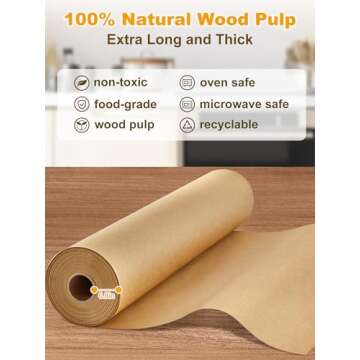 SMARTAKE Parchment Paper Roll for Baking, 13 in x 278 ft, 300 sq.ft, Non-Stick Baking Paper Sheets with Slide Cutter, Heavy Duty Extra Long, for Kitchen Baking Cooking Grilling Steaming, Unbleached