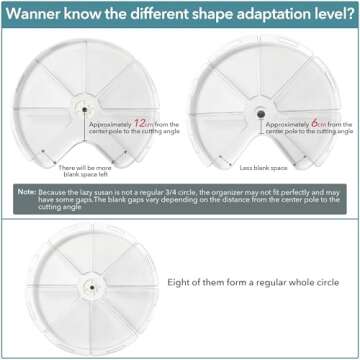 Oubonun Lazy Susan Organizers Set of 4, 10.2”x 9.4”x 4” Plastic Transparent Kitchen Cabinet Storage Bins with Handle, 4" Deep Container, 1/8 Wedge - Food Safe, without BPA