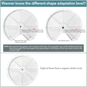 Oubonun Lazy Susan Organizers Set of 4, 10.2”x 9.4”x 4” Plastic Transparent Kitchen Cabinet Storage Bins with Handle, 4" Deep Container, 1/8 Wedge - Food Safe, without BPA