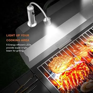 Barbecue Grill Light Grilling Accessories for Outdoor, BBQ Magnetic LED Lights Flexible Gooseneck We...