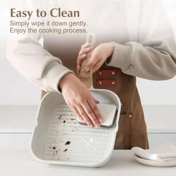 SENSARTE Nonstick Ceramic Grill Pan for Stove Tops, Versatile Square Grilling Pan with Pour Spouts, Durable Grill Skillet for All Stoves(Gas,Electric,Induction) Non Toxic-PTFE,PFAS,PFOA Free, 9.5Inch