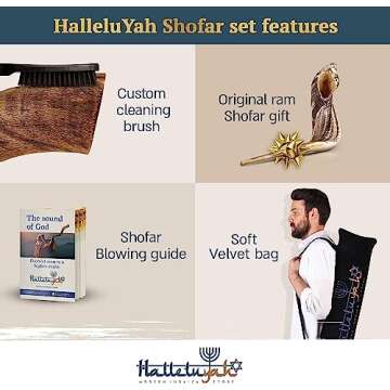 HalleluYAH Yemenite kudu Shofar From Israel Plus Free Bonus Ram Horn