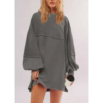 Panadila Women's Oversized Patchwork Sweatshirt Dress