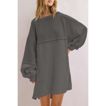 Panadila Women's Oversized Patchwork Sweatshirt Dress