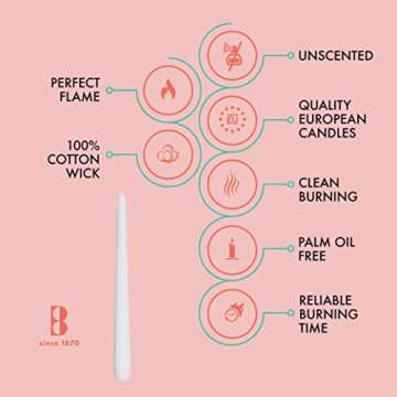 BOLSIUS White Taper Candles 10 Inch - 4 Pack Premium Quality