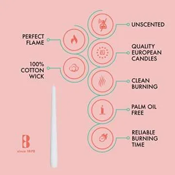 BOLSIUS White Taper Candles 10 Inch - 4 Pack Premium Quality