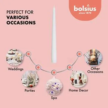 BOLSIUS White Taper Candles 10 Inch - 4 Pack Premium Quality