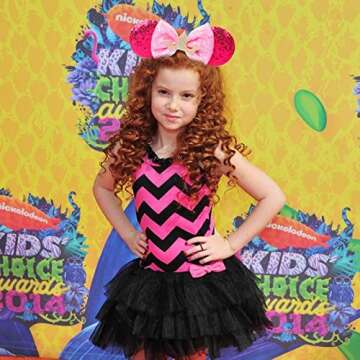 Mouse Ears Headband Bow Glitter Princess Costume Hair Accessories for Women Trip Party Supplies Pink