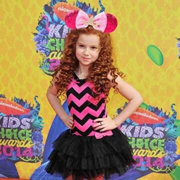 Mouse Ears Headband Bow Glitter Princess Costume Hair Accessories for Women Trip Party Supplies Pink