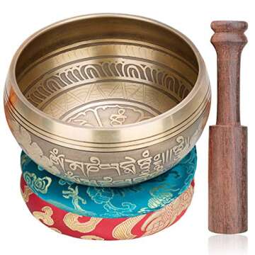 CAHAYA Singing Bowls Tibetan with 2 Cushions 4.3 Inches Meditation Sound Bowl Handcrafted in Nepal f...